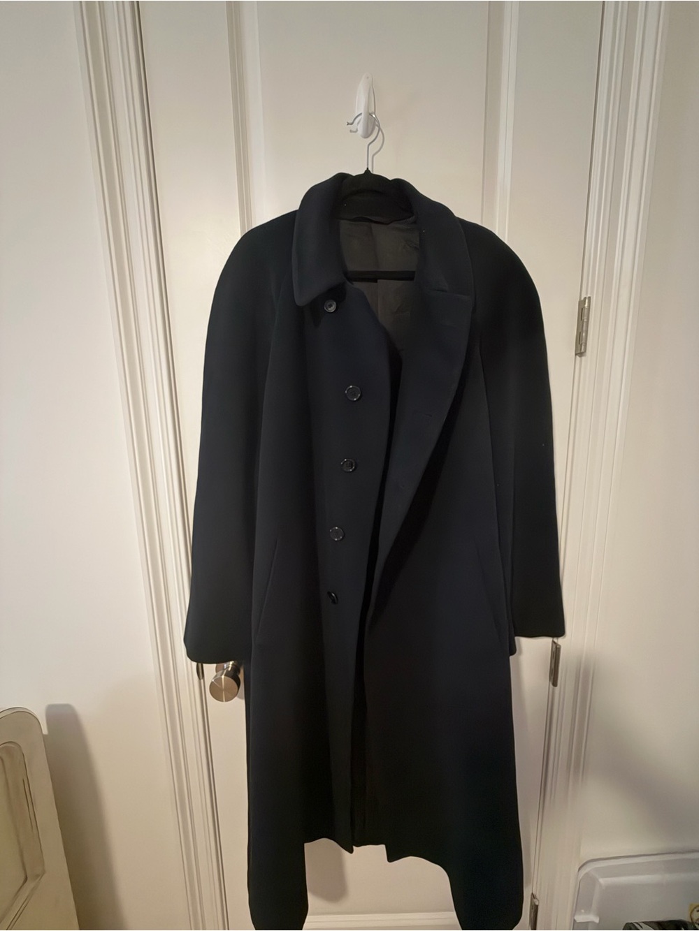 Vintage Hickey Freeman Men Black Pea Coat - Wool Button Front 42R